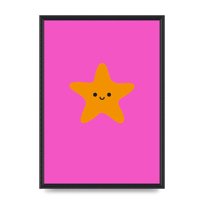 Kids Starfish Illustration Girls Wall Art - A2 framed
