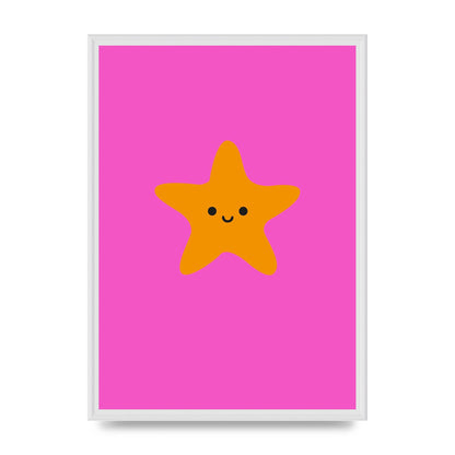 Kids Starfish Illustration Girls Wall Art - A2 framed