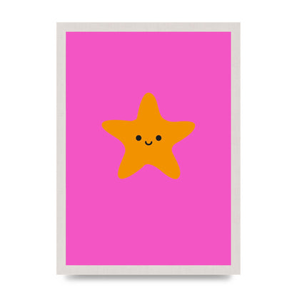 Kids Starfish Illustration Girls Wall Art - A3 framed