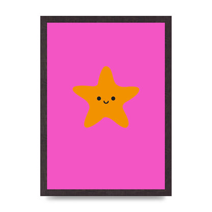 Kids Starfish Illustration Girls Wall Art - A3 framed