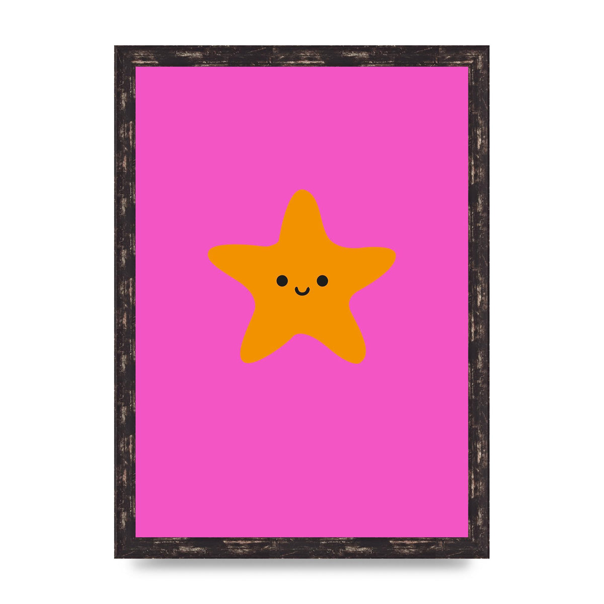 Kids Starfish Illustration Girls Wall Art - A3 framed