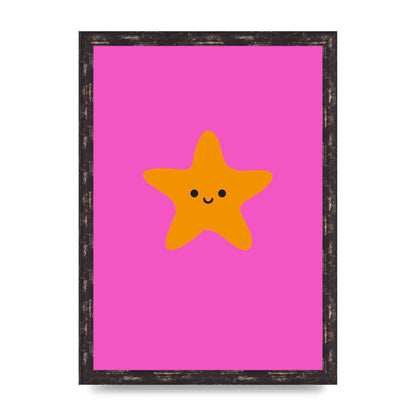 Kids Starfish Illustration Girls Wall Art - A3 framed