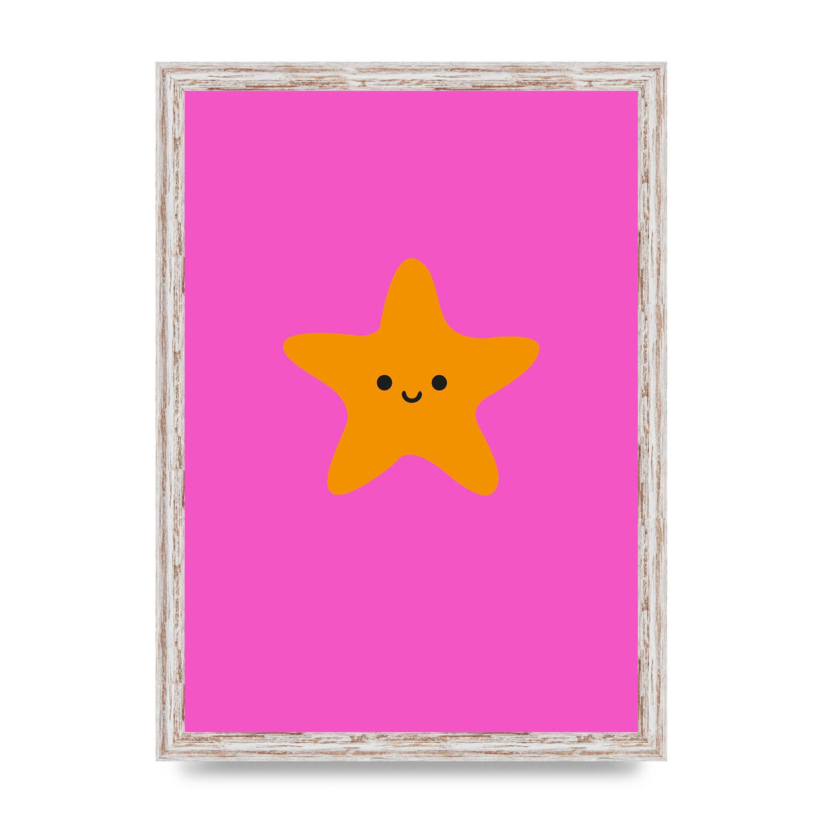 Kids Starfish Illustration Girls Wall Art - A3 framed