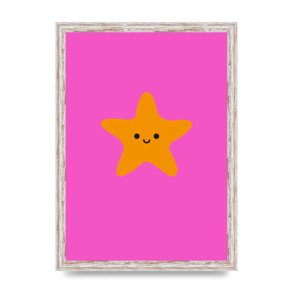 Kids Starfish Illustration Girls Wall Art - A3 framed