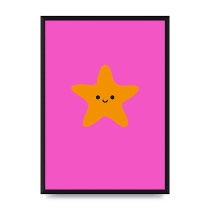 Kids Starfish Illustration Girls Wall Art - A3 framed
