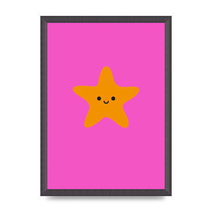Kids Starfish Illustration Girls Wall Art - A3 framed