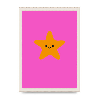 Kids Starfish Illustration Girls Wall Art - A3 framed