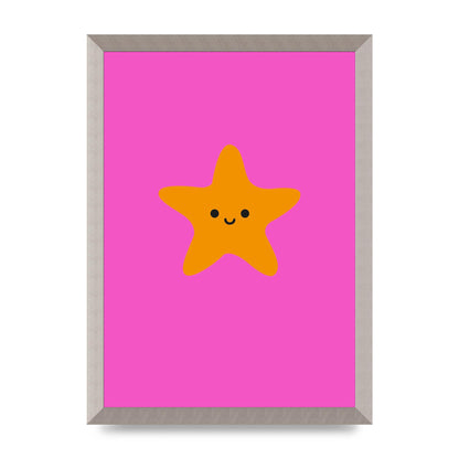 Kids Starfish Illustration Girls Wall Art - A3 framed