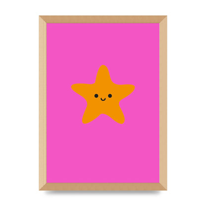 Kids Starfish Illustration Girls Wall Art - A3 framed