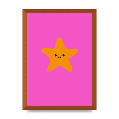 Kids Starfish Illustration Girls Wall Art - A3 framed