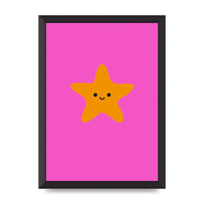 Kids Starfish Illustration Girls Wall Art - A3 framed