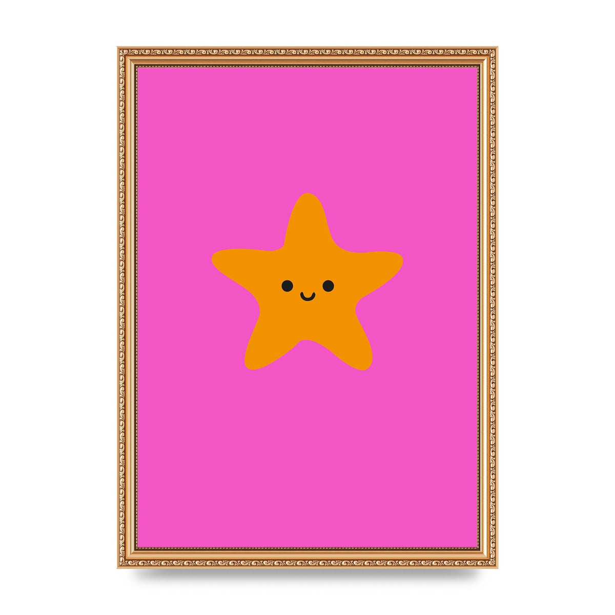 Kids Starfish Illustration Girls Wall Art - A3 framed