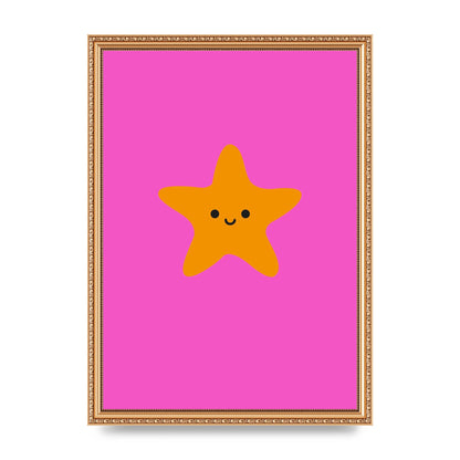 Kids Starfish Illustration Girls Wall Art - A3 framed