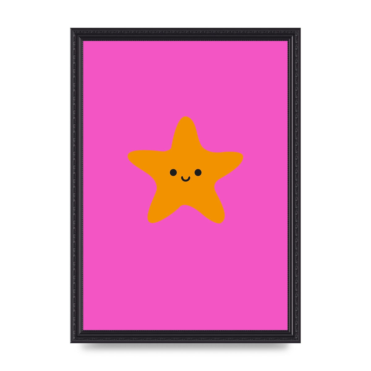 Kids Starfish Illustration Girls Wall Art - A3 framed