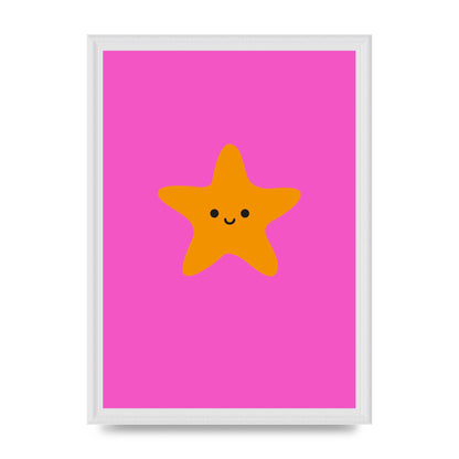 Kids Starfish Illustration Girls Wall Art - A3 framed