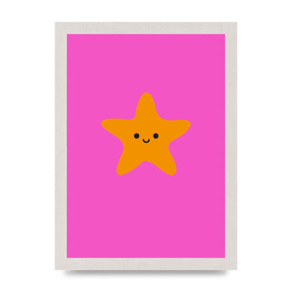 Kids Starfish Illustration Girls Wall Art - A4 framed
