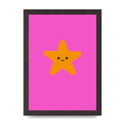 Kids Starfish Illustration Girls Wall Art - A4 framed