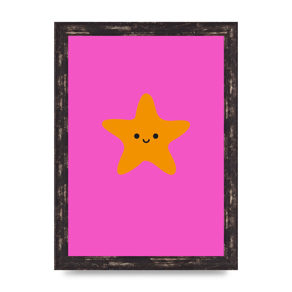 Kids Starfish Illustration Girls Wall Art - A4 framed