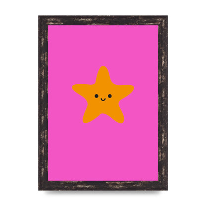 Kids Starfish Illustration Girls Wall Art - A4 framed
