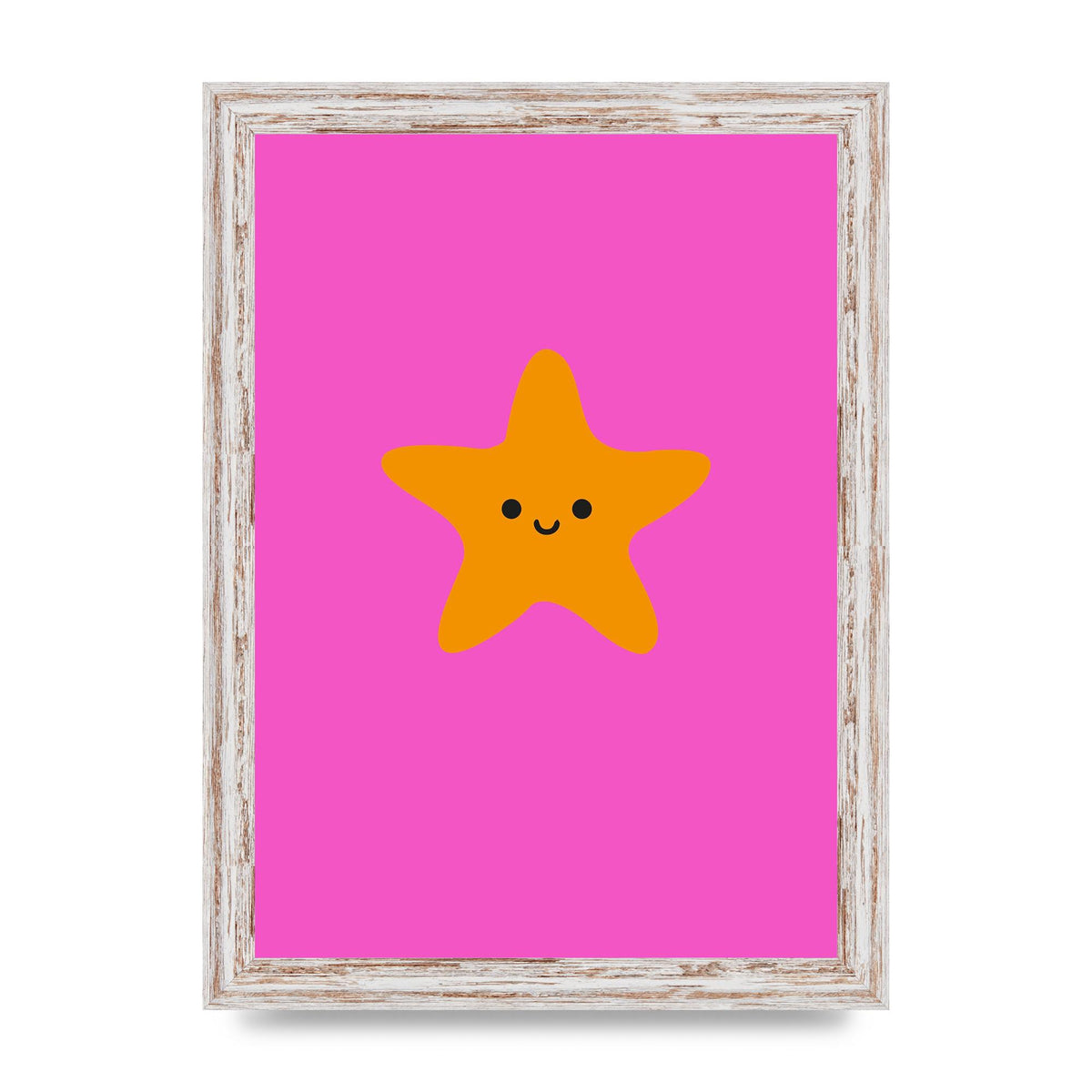 Kids Starfish Illustration Girls Wall Art - A4 framed