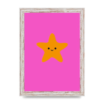 Kids Starfish Illustration Girls Wall Art - A4 framed