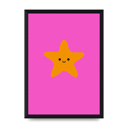 Kids Starfish Illustration Girls Wall Art - A4 framed