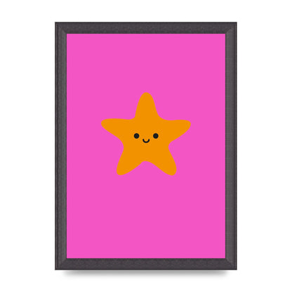 Kids Starfish Illustration Girls Wall Art - A4 framed