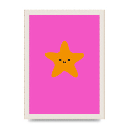 Kids Starfish Illustration Girls Wall Art - A4 framed