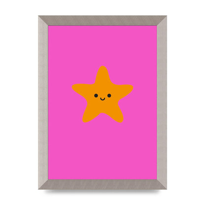 Kids Starfish Illustration Girls Wall Art - A4 framed
