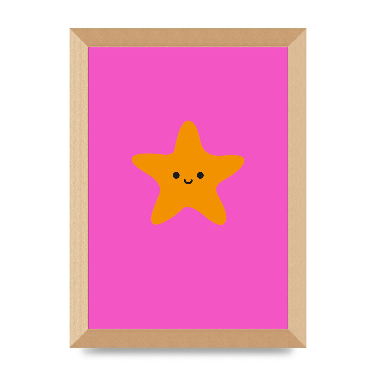 Kids Starfish Illustration Girls Wall Art - A4 framed