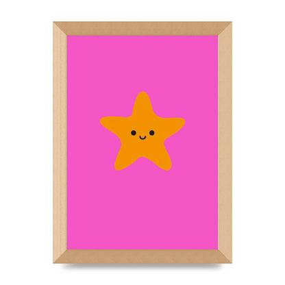 Kids Starfish Illustration Girls Wall Art - A4 framed