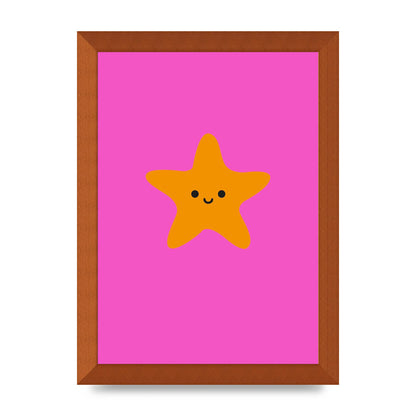 Kids Starfish Illustration Girls Wall Art - A4 framed