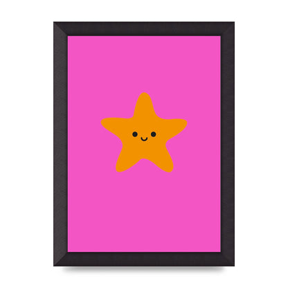 Kids Starfish Illustration Girls Wall Art - A4 framed