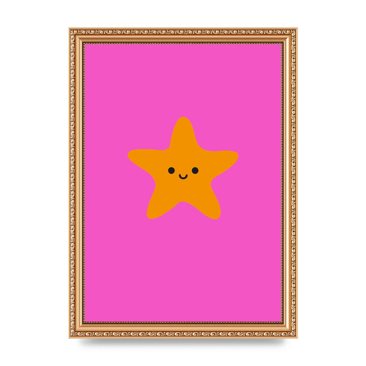 Kids Starfish Illustration Girls Wall Art - A4 framed