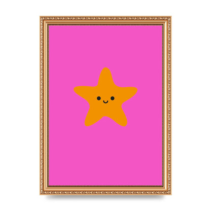 Kids Starfish Illustration Girls Wall Art - A4 framed