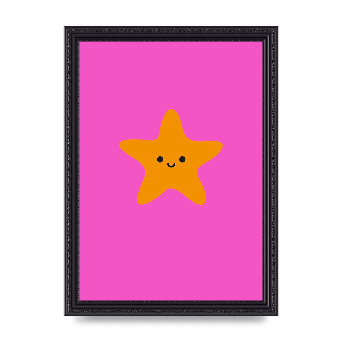 Kids Starfish Illustration Girls Wall Art - A4 framed