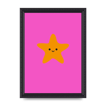 Kids Starfish Illustration Girls Wall Art - A4 framed