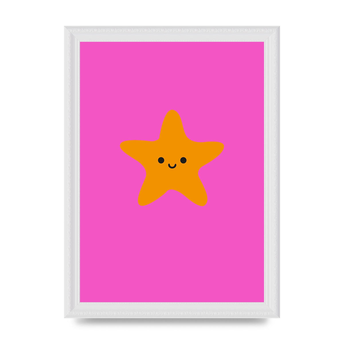 Kids Starfish Illustration Girls Wall Art - A4 framed