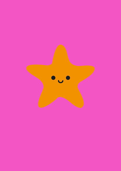 Kids Starfish Illustration Girls Wall Art - detail