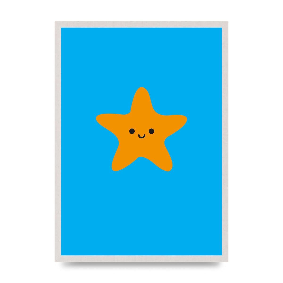 Kids Starfish Illustration Boys print in an A2 white saw cut grain frame