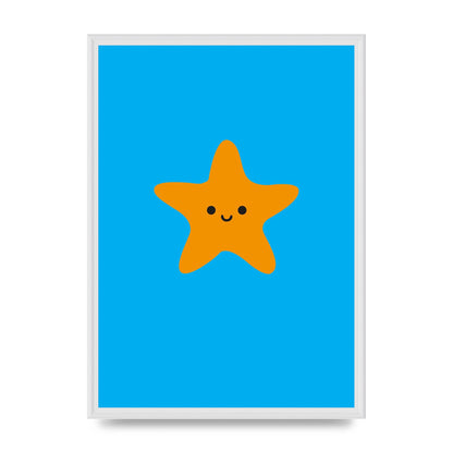 Kids Starfish Illustration Boys Art For The Home - A2 framed