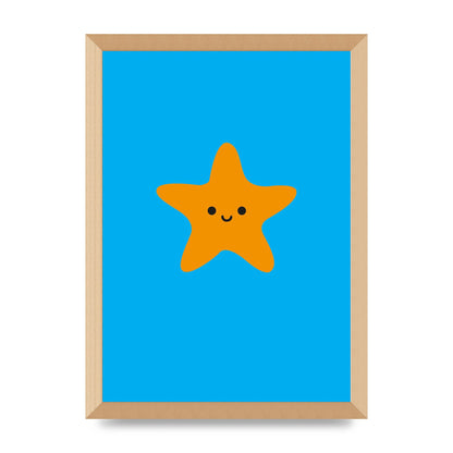 Kids Starfish Illustration Boys Art For The Home - A3 framed