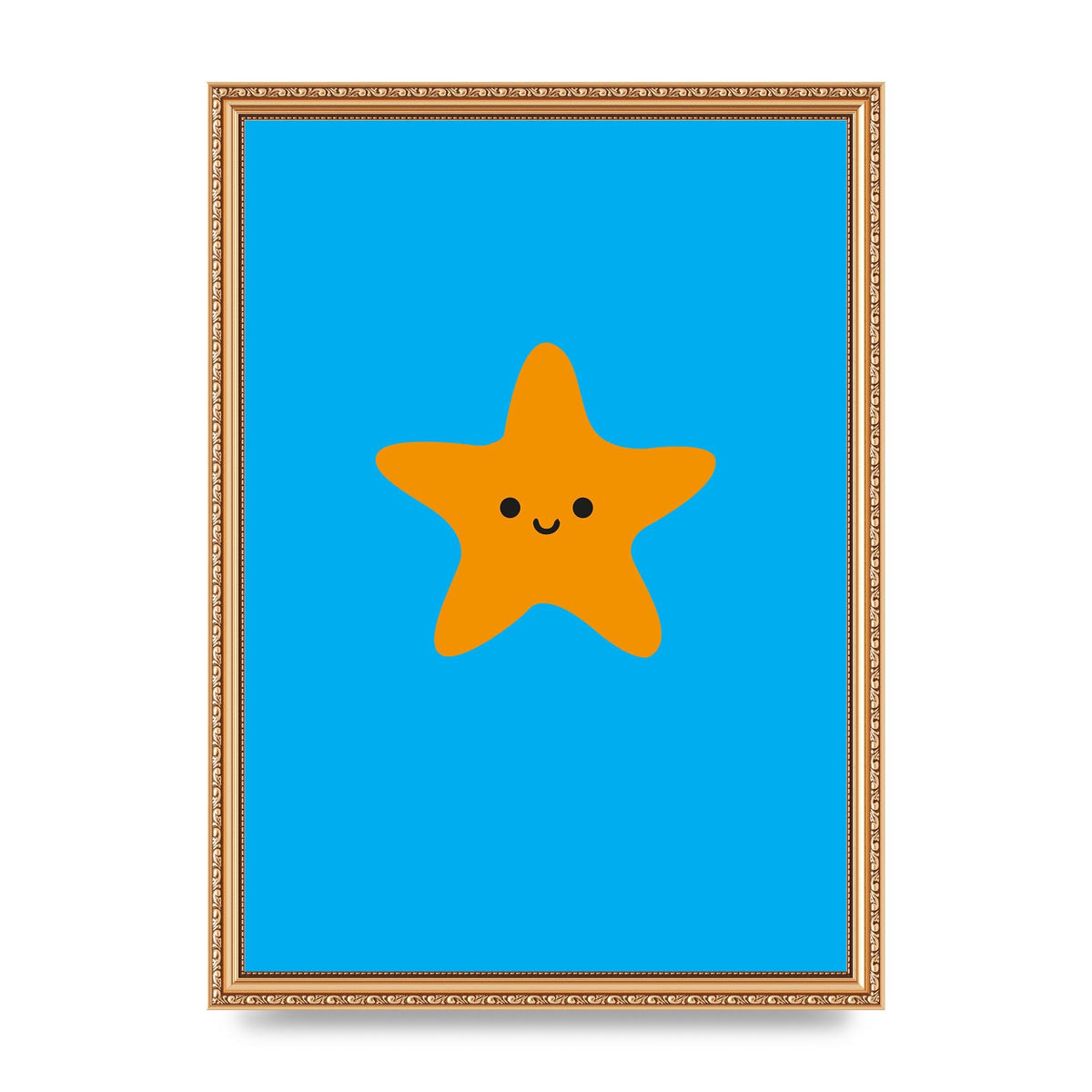 Kids Starfish Illustration Boys Art For The Home - A3 framed