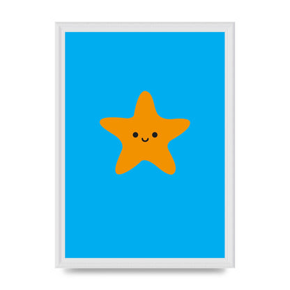 Kids Starfish Illustration Boys Art For The Home - A3 framed