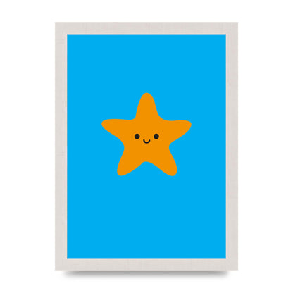 Kids Starfish Illustration Boys Art For The Home - A4 framed