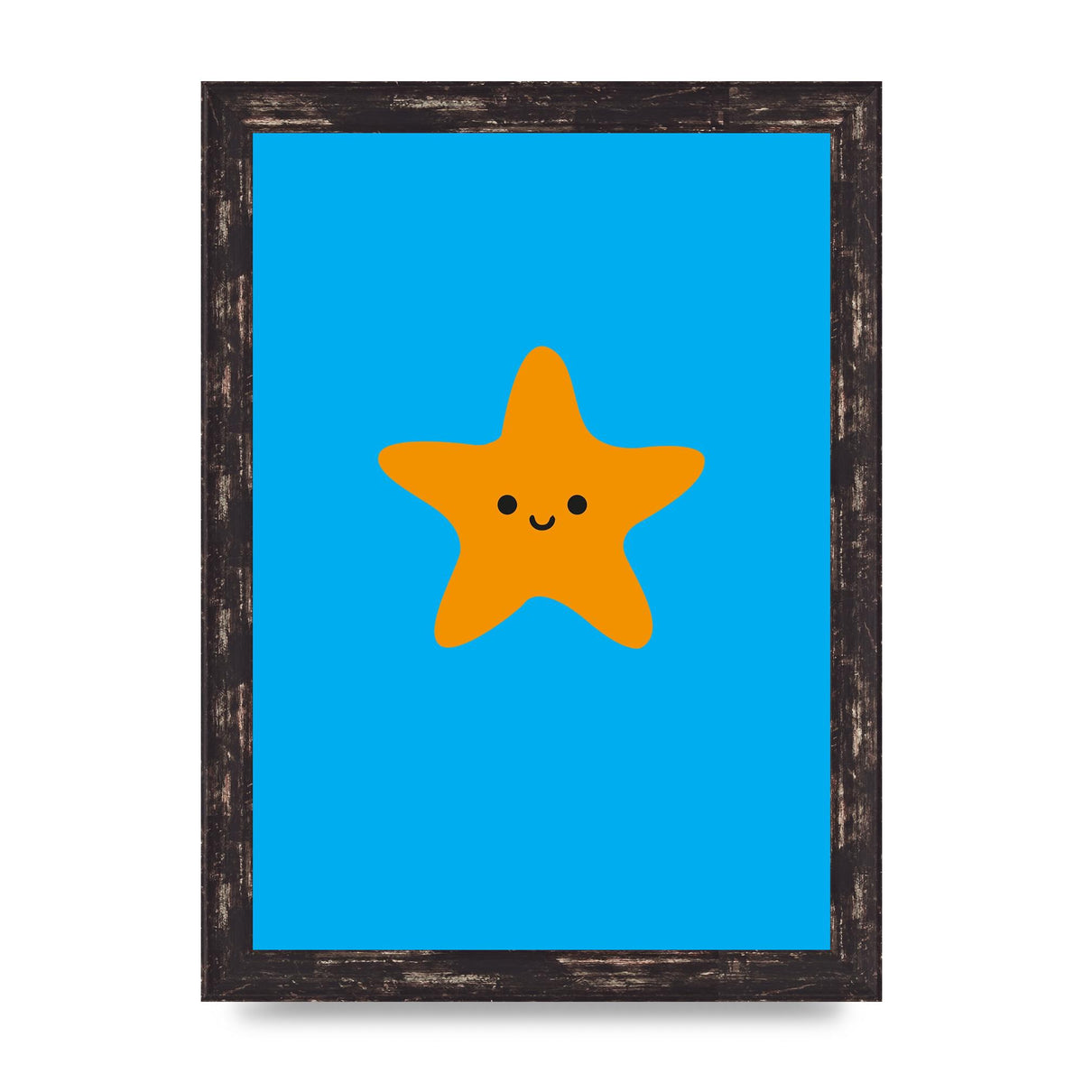 Kids Starfish Illustration Boys Art For The Home - A4 framed