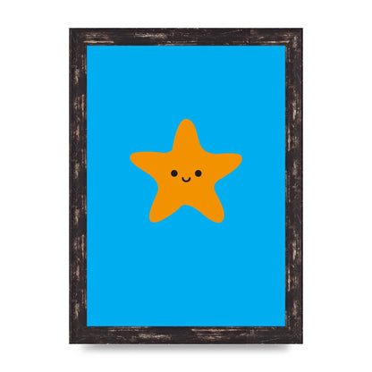 Kids Starfish Illustration Boys Art For The Home - A4 framed