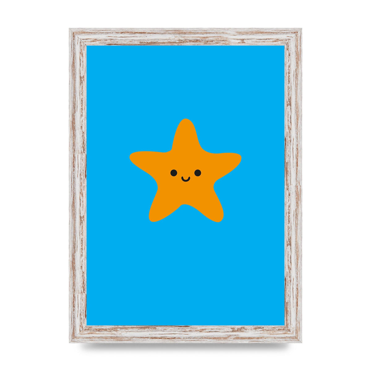 Kids Starfish Illustration Boys Art For The Home - A4 framed