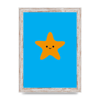 Kids Starfish Illustration Boys Art For The Home - A4 framed