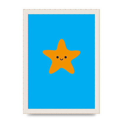 Kids Starfish Illustration Boys Art For The Home - A4 framed